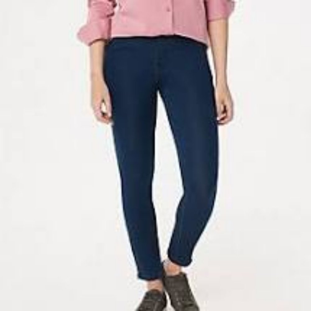 NWT MARTHA STEWART ZIP ANKLE JEANS DARK INDIGO 10P (PETITE)